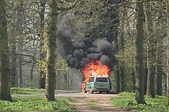 Sa voiture s'enflamme alors qu'elle visite l'enclos des lions