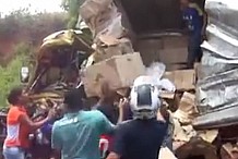 (vidéo) La foule pille le camion avec le chauffeur mort au volant 