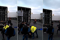 (Vidéo) France: Des migrants tabassés par un camionneur (Vidéo) France: Des migrants tabassés par un camionneur