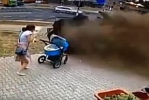 (Vidéo) Pologne : Cette mère et son bébé échappent  de peu à la mort