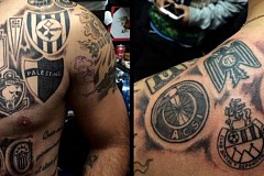 Il se tatoue le logo des 16 clubs où il a joué