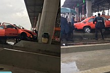 Pont HKB : Un taxi fonce dans un pilier à béton au point des box à péage