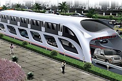 La Chine invente le bus du futur qui passe au-dessus des voitures !
