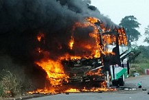 Gagnoa : Un car en provenance d'Abidjan prend feu en pleine circulation