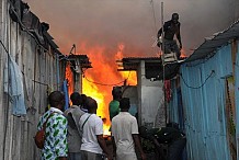 Marcory/grave incendie : une cinquantaine de baraques ravagées, 3 morts dont un bébé de 3 mois
