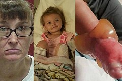 Elle plonge sa petite fille dans l'eau bouillante car elle n'est pas sage Elle plonge sa petite fille dans l'eau bouillante car elle n'est pas sage